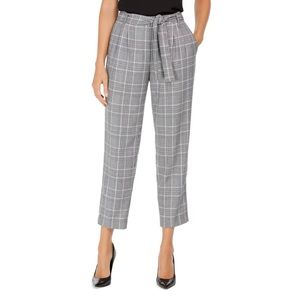 Calvin Klein Plaid Belted Tie-Waist Pants